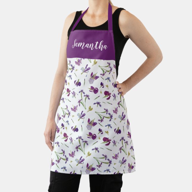 Tablier Fleur sauvage aquarelle lavande violette Nom perso (Insitu)