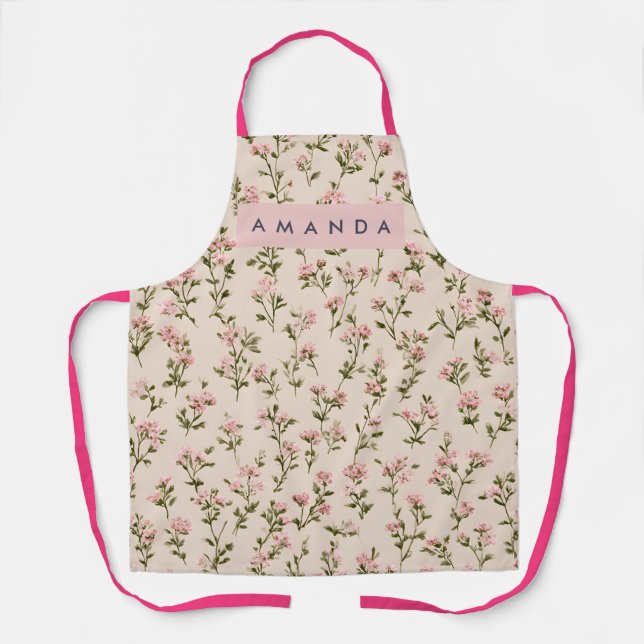 Tablier Fleur Sauvage Douce et Rétro Personnalisée (Recto)