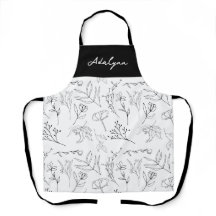 Fleur Sauvage Élégante Nom Personnalisé Noir Blanc