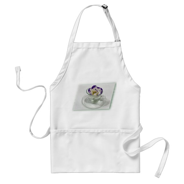 Tablier Fleur violette blanche dans une tasse (Devant)