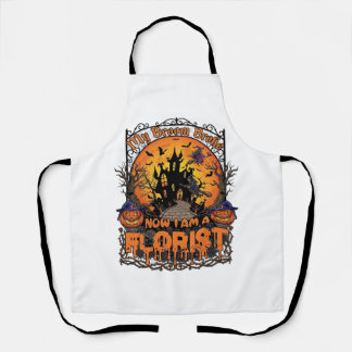 Tablier Fleuriste balai cassé sorcière Halloween citrouill