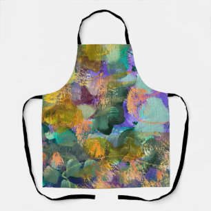 Tablier Fleurs abstraites vertes et violettes