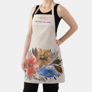 Tablier Fleurs aquarelles pastel terracotta élégantes