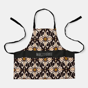 Tablier Fleurs Batik Beige Jaune Motif Floral