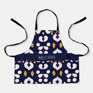 Tablier Fleurs Batik Jaune Motif botanique