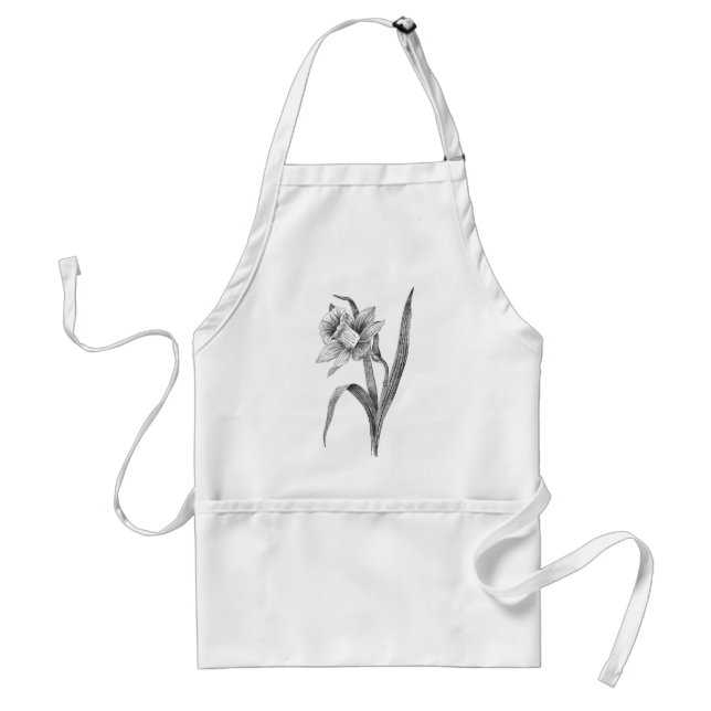 Tablier fleurs blanches noires jonquille vintage (Devant)