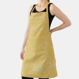 Tablier Fleurs blanches Or jaune