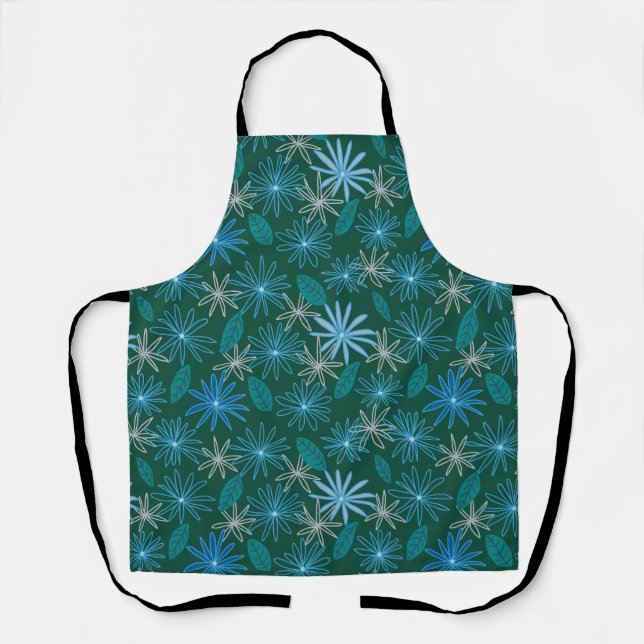 Tablier Fleurs bleues parmi le vert de la forêt (Recto)