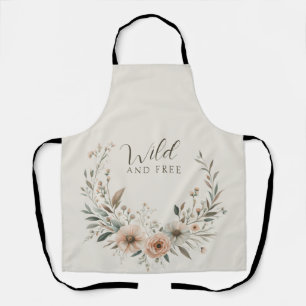Tablier Fleurs Bohèmes Minimalistes en Ivoire et Rose Pâle