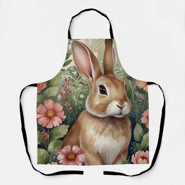 Tablier Fleurs broussailleuses et rêves de lapin Tout-en-u (Recto)