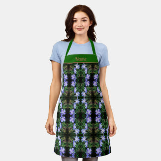 Tablier Fleurs chicorées bleues Abstraites personnalisées