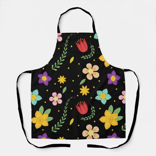Tablier Fleurs colorées Aquarelle mignonne (Recto)