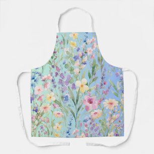 Tablier Fleurs Colorées Bleu Vert