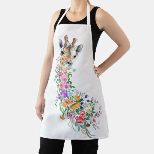 Tablier Fleurs colorées Bouquet Giraffe Apron