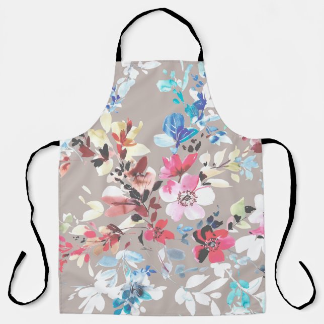 Tablier Fleurs colorées, design feuille et fleurs (Recto)