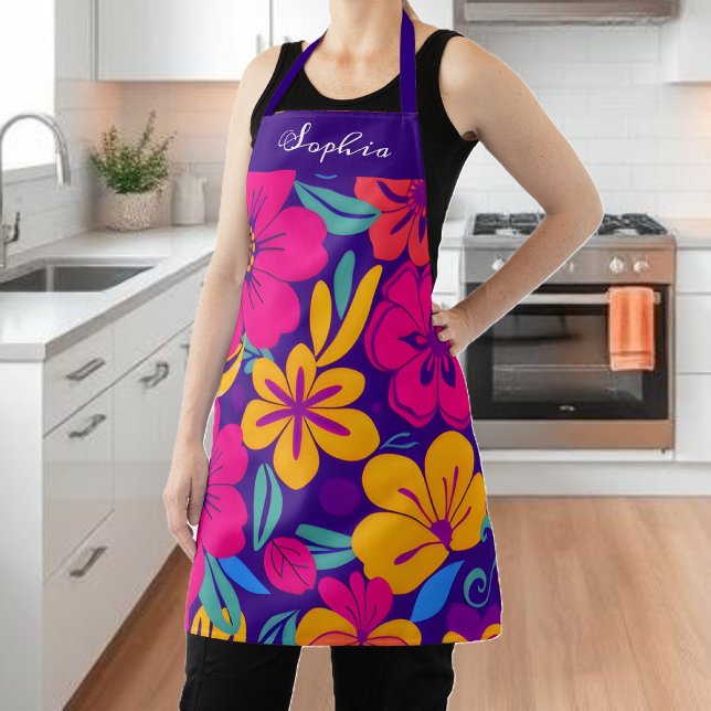 Tablier Fleurs colorées-Dopamine Style-Fleurs rétro (Colorful Blooms-Dopamine Style-Personalized-Apron )