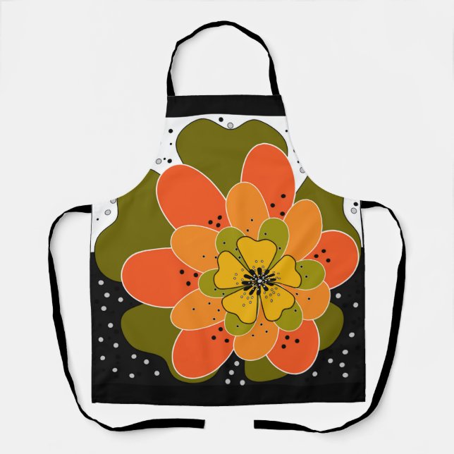 Tablier Fleurs d'automne, automne, fleur, projecteur d'ill (Recto)