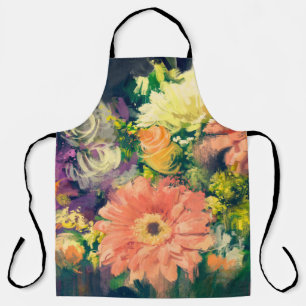 Tablier fleurs de bouquet en style peinture à l'huile, ill