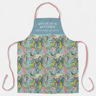 Tablier Fleurs de Bush natif personnalisées Été bleu