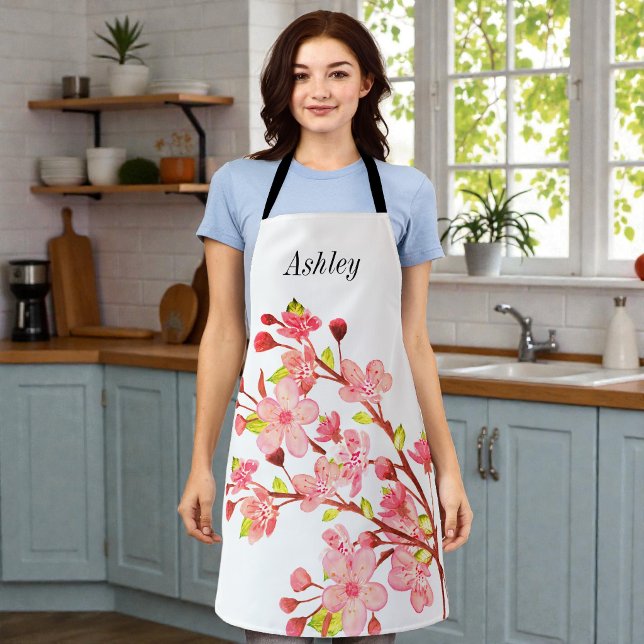 Tablier Fleurs de cerisier rose blanc Chic (Créateur téléchargé)