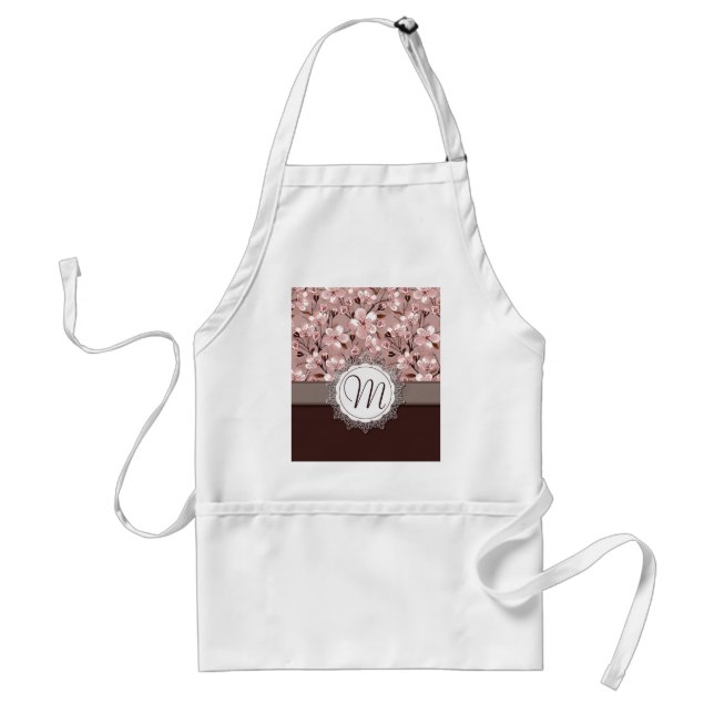 Tablier Fleurs de cerisiers avec Monogramme dentelle (Devant)