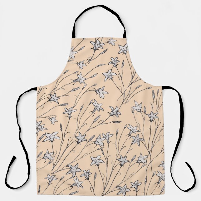 Tablier fleurs de cloches motifs transparentes pastel (Recto)