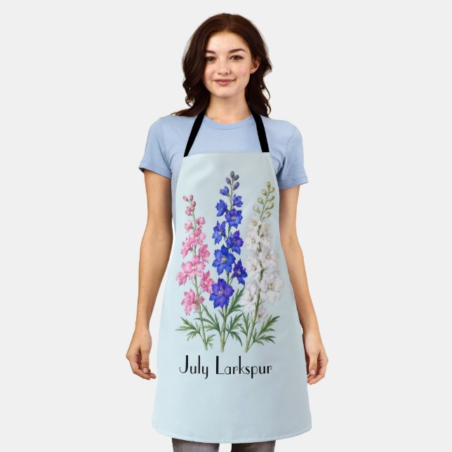 Tablier Fleurs de Delphinium de juillet  (Porté)
