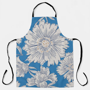 Tablier Fleurs de jardin abstraites dessinées à la main. D