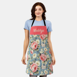 Tablier Fleurs de jardin de campagne Monogramme Nom