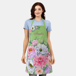 Tablier Fleurs de Jardin d'été vertes