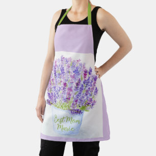 Tablier Fleurs de lavande aquarelle peintes à la main pour
