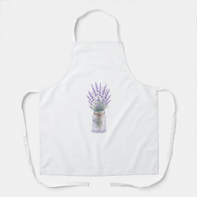 Tablier Fleurs de Lavande dans un Pot Mason Aquarelle Tabl (Recto)