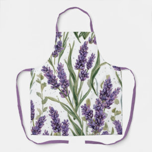 Tablier Fleurs de Lavande Violette Aquarelle Botanique