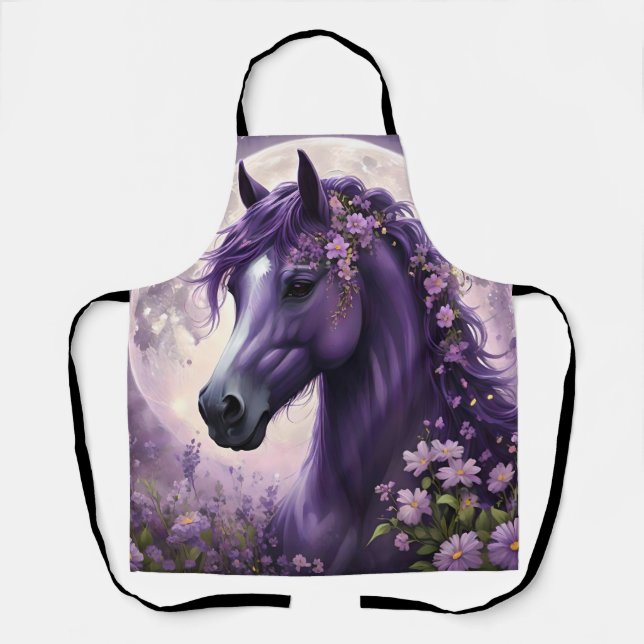 Tablier Fleurs de lune de cheval pourpres, Imaginaire (Recto)