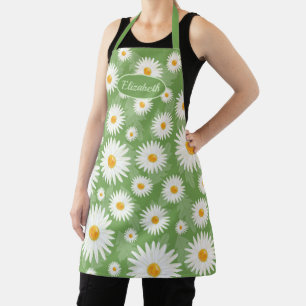 Tablier Fleurs de marguerite blanche sur une illustration 