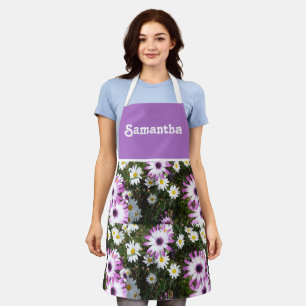 Tablier Fleurs de marguerites roses et blanches Fleurs de 