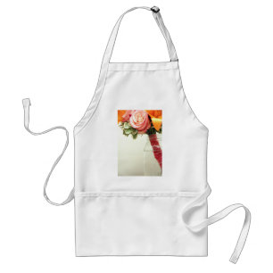 Tablier fleurs de mariage rose orange personnaliser rose