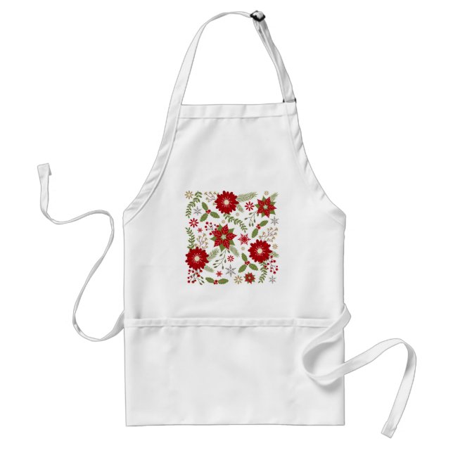 Tablier fleurs de Noël rustiques modernes (Devant)