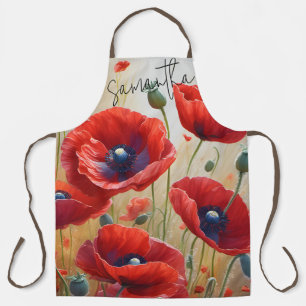 Tablier Fleurs de pavot en fleurs Tabliers-Cadeau avec nom