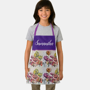 Tablier Fleurs de pavot rouge orange jaune Pavois Filles