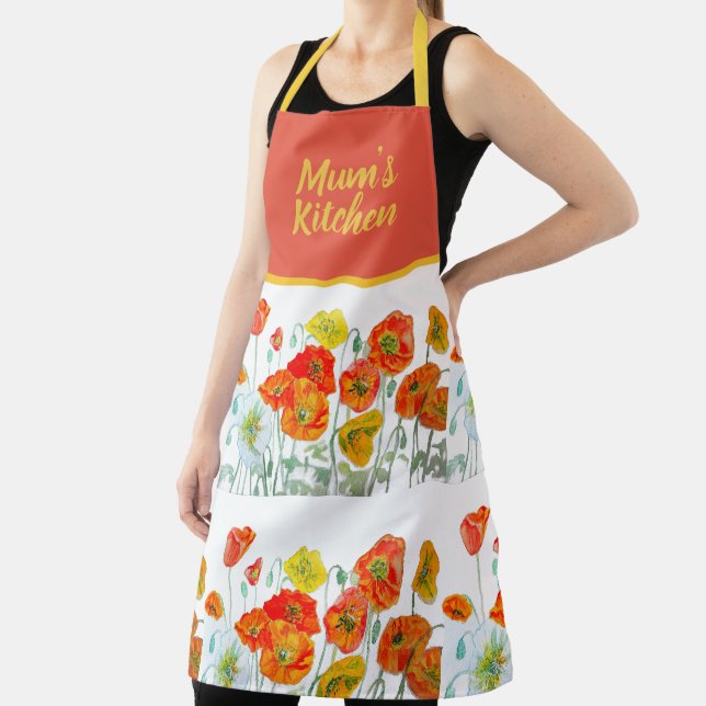 Tablier Fleurs de pavot rouge orange jaune Pavots Fleur (Insitu)