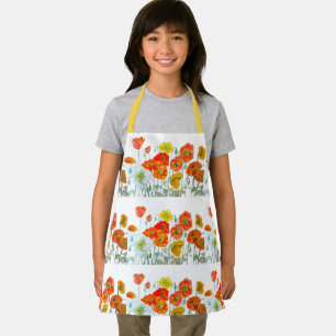 Tablier Fleurs de pavot rouge orange jaune Pavots Fleur