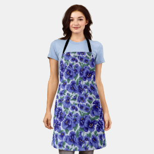 Tablier Fleurs de Pensée Bleues