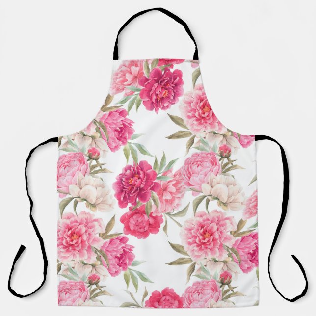 Tablier Fleurs de pivoines roses sans couture motif (Recto)