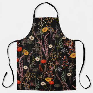 Tablier Fleurs de prairie en floraison main tiré