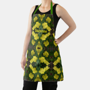 Tablier Fleurs de Primrose Jaune Abstraites personnalisées
