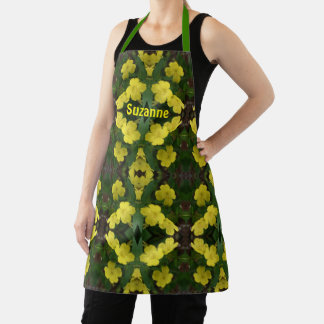 Tablier Fleurs de Primrose Jaune Abstraites personnalisées