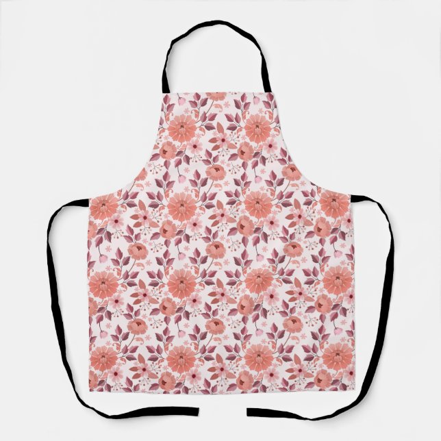 Tablier Fleurs de rose vintage rose élégant (Recto)