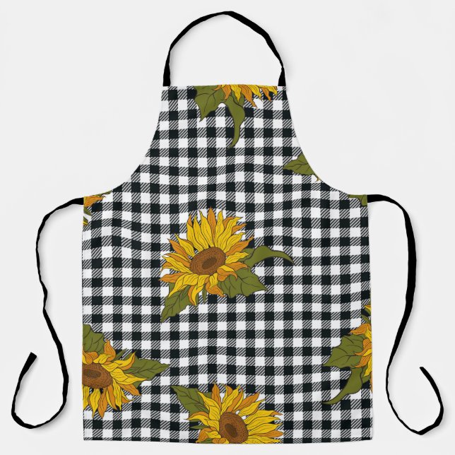 Tablier Fleurs de soleil, chevalet de buffle blanc noir, f (Recto)