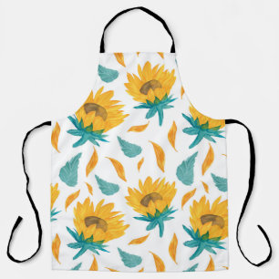 Tablier Fleurs de soleil d'aquarelle : Impression botaniqu